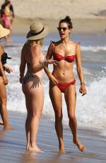 ALESSANDRA AMBROSIO in a Red Bikini at a Beach in Malibu 07/11/2020