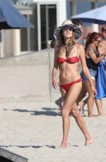 ALESSANDRA AMBROSIO in a Red Bikini on the Beach in Marina Del Rey 07/29/2020