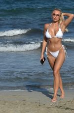 AMBER TURNER in a White Bikini at a Beach in Spain 07/19/2020
