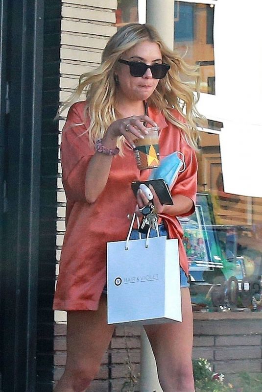 ASHLEY BENSON Leaves Hair Salon in Los Angeles 07/13/2020