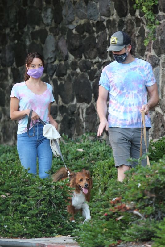AUBREY PLAZA and Jeff Baena Out with Their Dogs in Los Angeles 07/14/2020