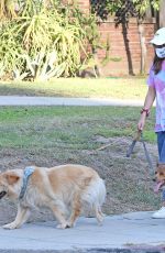 AUBREY PLAZA Out with Her Dogs in Los Angeles 07/13/2020