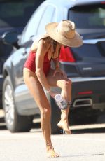 BETHENNY FRANKEL in a Red Swimsuit at a Beach in Hamptons 07/29/2020