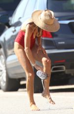BETHENNY FRANKEL in a Red Swimsuit at a Beach in Hamptons 07/29/2020