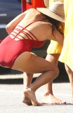 BETHENNY FRANKEL in a Red Swimsuit at a Beach in Hamptons 07/29/2020