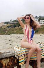 BLANCA BLANCO in American Flag Colors Swimsuit at a Beach in Malibu 07/03/2020