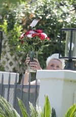 BRIGITTE NIELSEN Recieves a Bouquette of Flowers on Her 57th Birthday 07/15/2020