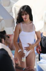 CAMILA CABELLO in a White Swimsuit at a Beach in Miami 07/29/2020