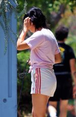 CAMILA MENDES in Shorts Out with Her Dog in Los Angeles 07/02/2020