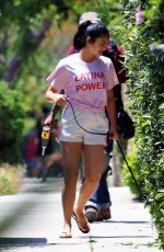 CAMILA MENDES in Shorts Out with Her Dog in Los Angeles 07/02/2020