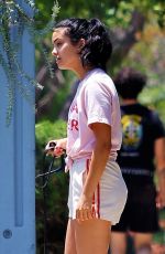 CAMILA MENDES in Shorts Out with Her Dog in Los Angeles 07/02/2020