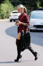 CAPRICE BOURRET in Denim Shorts and Overknee Boots Out in London 07/23/2020