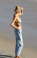 CHARLOTTE MCKINNEY in Bikini Top on the Beach in Los Angeles 07/19/2020