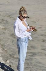 CHARLOTTE MCKINNEY in Bikini Top on the Beach in Los Angeles 07/19/2020