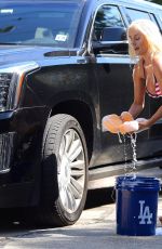 COURTNEY STODDEN in Bikini Washing Her Car in Los Angeles 06/29/2020