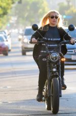 EMMA SLATER Riding a Bike on Ventura Blvd in Los Angeles 07/29/2020