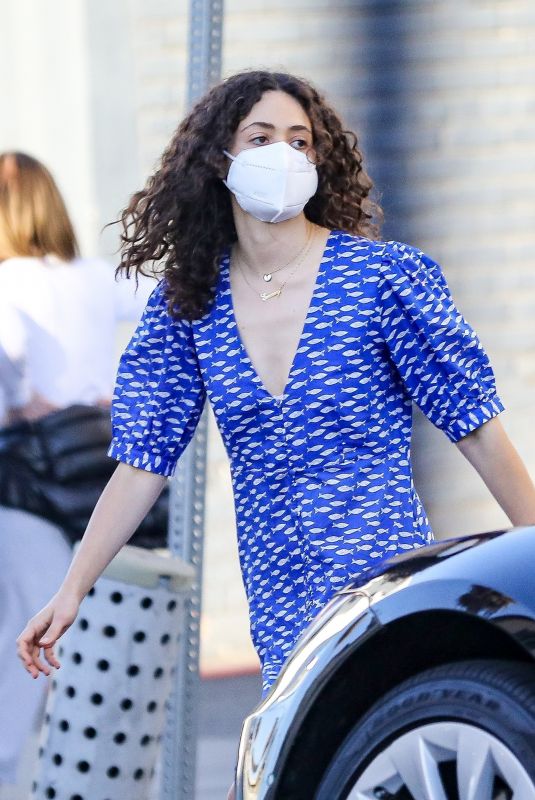 EMMY ROSSUM Wearing a Mask Out in Beverly Hills 07/21/2020