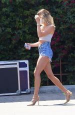 HAILEY BIEBER in Denim Shorts Leaves a Music Video Set in Los Angeles 07/20/2020
