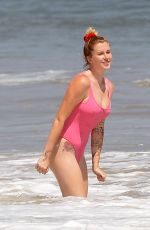 IRELAND BALDWIN in a Pink Swimsuit on the Beach in Malibu 07/20/2020