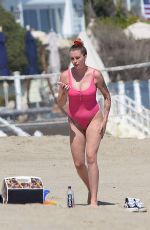 IRELAND BALDWIN in a Pink Swimsuit on the Beach in Malibu 07/20/2020