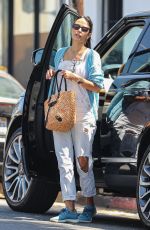 JORDANA BREWSTER in Ripped Denim Out in Brentwood 07/29/2020