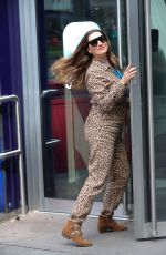 KELLY BROOK in Animal Print Jumpsuit Arrives at Global Studios in London 07/10/2020