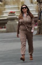 KELLY BROOK in Animal Print Jumpsuit Arrives at Global Studios in London 07/10/2020