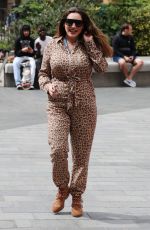 KELLY BROOK in Animal Print Jumpsuit Arrives at Global Studios in London 07/10/2020