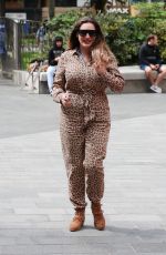 KELLY BROOK in Animal Print Jumpsuit Arrives at Global Studios in London 07/10/2020