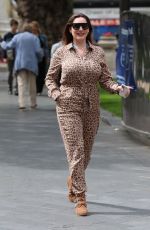 KELLY BROOK in Animal Print Jumpsuit Arrives at Global Studios in London 07/10/2020