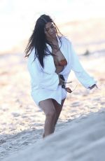 KENDALL JENNER, KOURTNEY KARDASHIAN and ADDISON RAE Out on the Beach in Malibu 07/16/2020