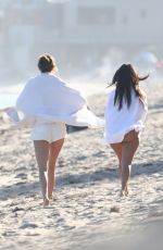 KENDALL JENNER, KOURTNEY KARDASHIAN and ADDISON RAE Out on the Beach in Malibu 07/16/2020
