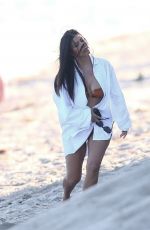 KENDALL JENNER, KOURTNEY KARDASHIAN and ADDISON RAE Out on the Beach in Malibu 07/16/2020