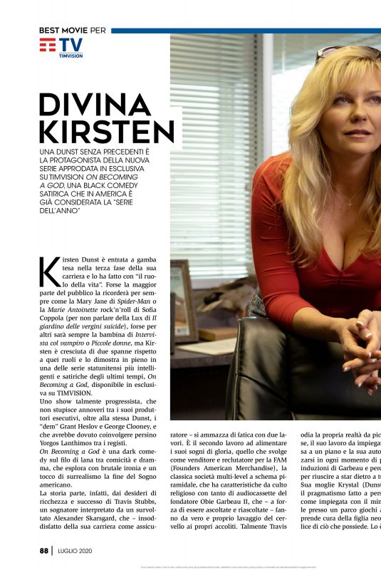 KIRSTEN DUNST in Best Movie Magazine, July 2020