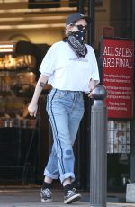 KRISTEN STEWART in Denim Wearing  Bandana Mask Out in Los Angeles 07/14/2020