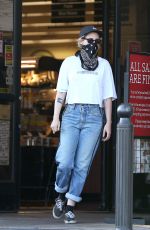 KRISTEN STEWART in Denim Wearing  Bandana Mask Out in Los Angeles 07/14/2020