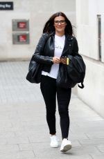 KYM MARSH in a Leather Jacket and Black Denim Leaves BBC Studios in London 06/30/2020