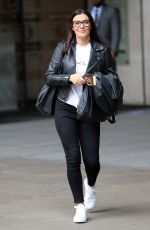 KYM MARSH in a Leather Jacket and Black Denim Leaves BBC Studios in London 06/30/2020