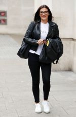 KYM MARSH in a Leather Jacket and Black Denim Leaves BBC Studios in London 06/30/2020