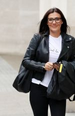 KYM MARSH in a Leather Jacket and Black Denim Leaves BBC Studios in London 06/30/2020