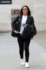 KYM MARSH in a Leather Jacket and Black Denim Leaves BBC Studios in London 06/30/2020