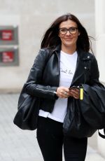 KYM MARSH in a Leather Jacket and Black Denim Leaves BBC Studios in London 06/30/2020