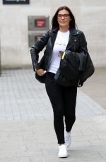 KYM MARSH in a Leather Jacket and Black Denim Leaves BBC Studios in London 06/30/2020