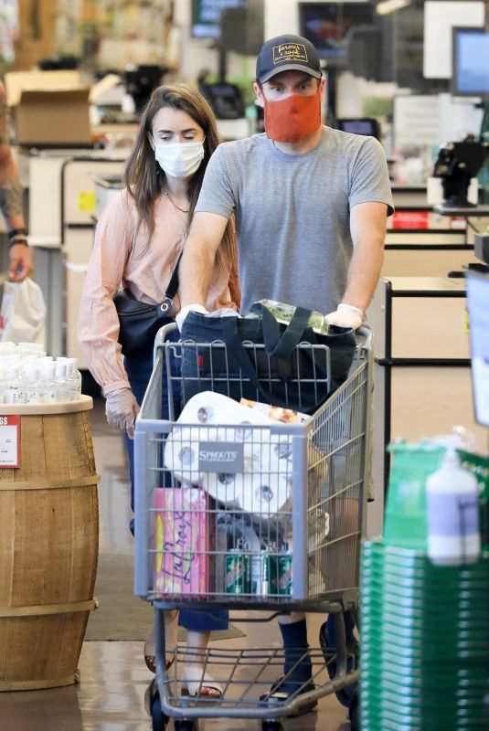 LILY COLLINS and Charlie McDowell at Whole Foods Market in West Hollywood 07/18/2020