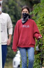 LILY COLLINS and Charlie McDowell Out with Their Dog in Los Angeles 07/22/2020
