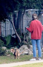 LILY COLLINS Out with Her Dog in Los Angeles 07/22/2020