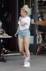 LOTTIE MOSS in Denim Cut-off Out in London 07/21/2020