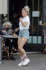 LOTTIE MOSS in Denim Cut-off Out in London 07/21/2020