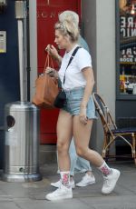 LOTTIE MOSS in Denim Cut-off Out in London 07/21/2020