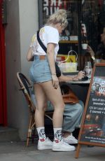 LOTTIE MOSS in Denim Cut-off Out in London 07/21/2020